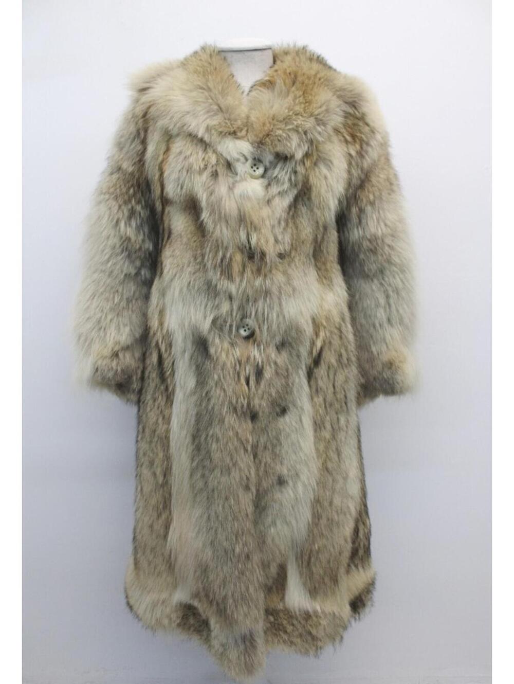 MINT CANADIAN NATURAL COYOTE FUR COAT JACKET WOMEN WOMAN SIZE 2-4 PETITE